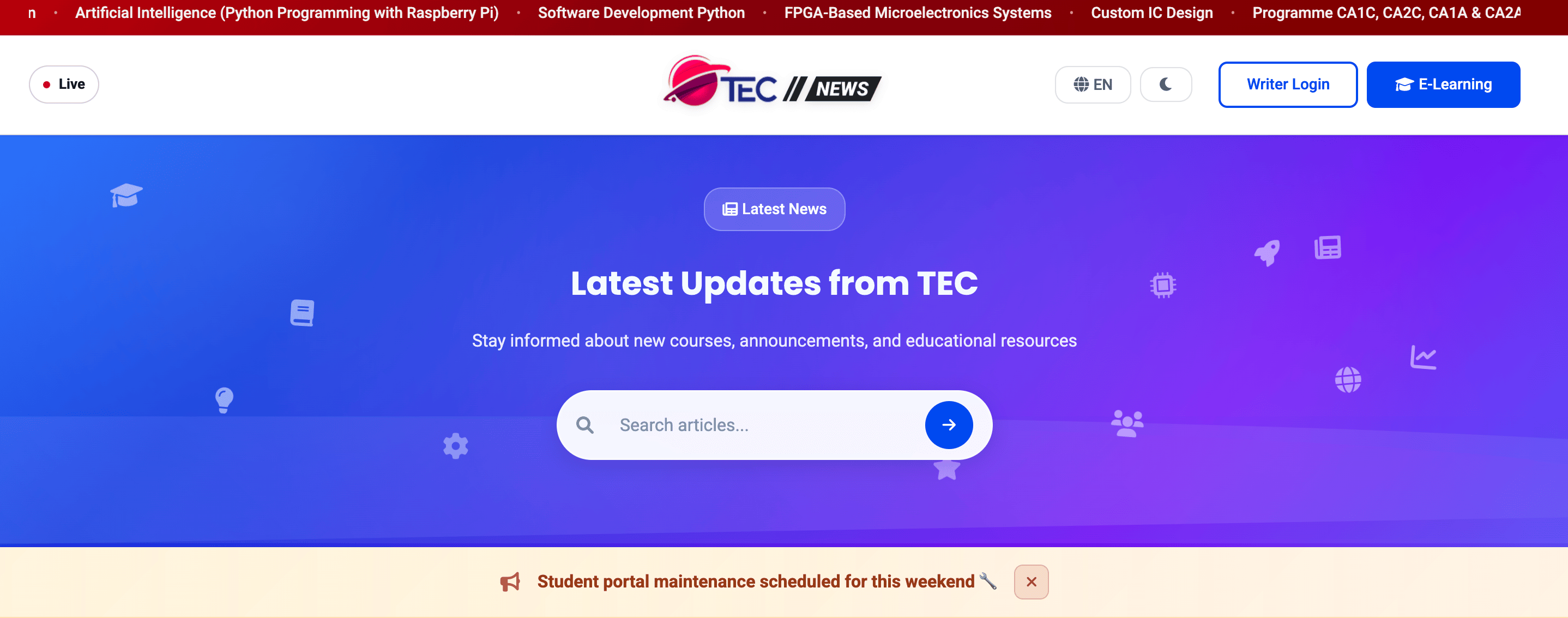 TEC News Portal Screenshot